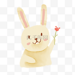 彩色动物图案图片_可爱卡通动物白色小兔子