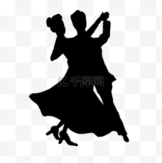 华尔兹情侣夫妻剪影