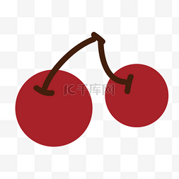 红色简单卡通樱桃装饰图形
