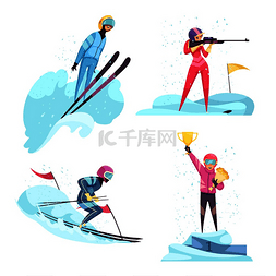 行业信息图片_冬季运动概念图标集滑雪和冬季两