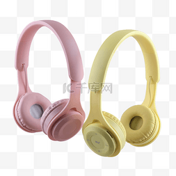 耳机黄色图片_耳机黄色无线头戴式粉色