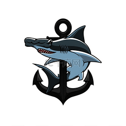 锤头鲨和锚图标赫拉尔迪徽章纹章
