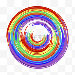笔刷圆圈抽象彩色水彩圆环