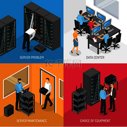 维修中矢量图片_数据中心 2x2 方形组合的设计概念