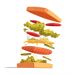 吃蔬菜沙拉图片_三明治成分三明治配料组成面包红