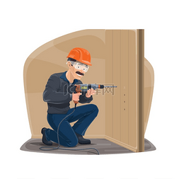 房子木图片_带家庭改造和修理木工工具的木工