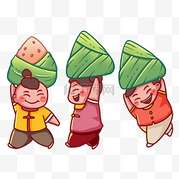 端午节中国传统节日图片_夸张创意端午节小孩子托起粽子