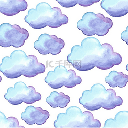 云朵水彩画图片_水彩画无缝模式与云.. 水彩画无缝