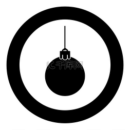 新年玩具图标在圆形黑色矢量插图