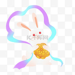 中秋中秋节可爱兔子吃月饼
