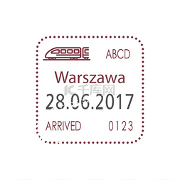 铁路标志png图片_乘火车抵达华沙铁路签证管制印章