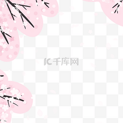 日本春季旅游粉红色樱花可爱边框