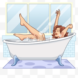 敷贴样机图片_美女浴缸泡澡卡通