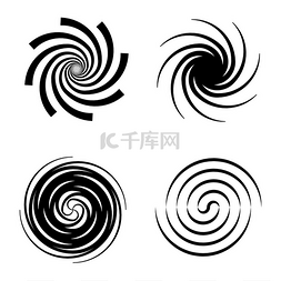 圆形黑色的标签图片_螺旋圆形波浪元素迷幻催眠符号抽