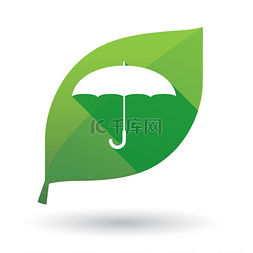绿色的叶子图标，带一把伞