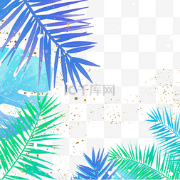 彩色水彩棕榈树龟背竹边框