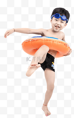 儿童游泳圈穿游泳衣