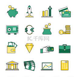 Set of banking and currency exchange icons