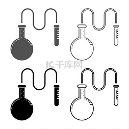 医学实验图标图片_用于化学试剂的油蒸馏烧瓶与使用