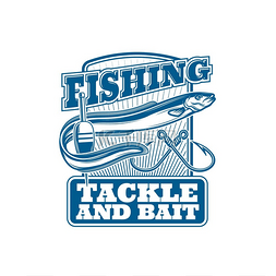 费雪logo图片_带有鳗鱼和鱼钩的钓鱼图标鱼竿钩