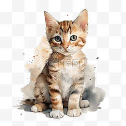 手绘水彩小猫图片_手绘水彩动物小猫