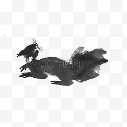 中国风水墨画素材图片_黑色水墨松鼠