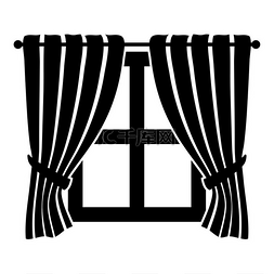 黑色布料图片_窗帘和窗户内部概念家庭窗户视图