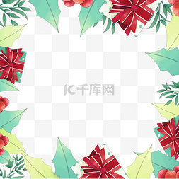 热带树叶矢量图图片_水彩圣诞节日植物花卉边框