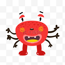 红色螃蟹香肠嘴可爱卡通怪物