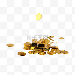 金币经济货币金条硬币堆