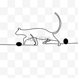 猫咪球抽象线条画