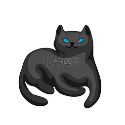 卡通黑猫的程式化插图。