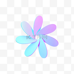 3d立体花朵装饰图片_C4D潮流渐变酸性立体3D几何图形花