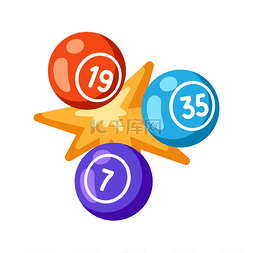安戈洛logo图片_带有彩票号码插图的彩票球赌博或