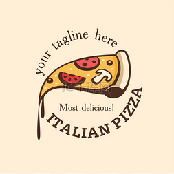 矢量标志意大利披萨一片热披萨配