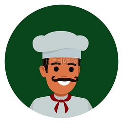 戴着胡子微笑的首席厨师戴着白色