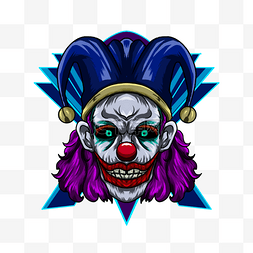 小丑诡异表情帽子蓝色