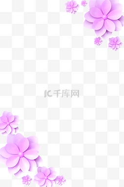 告白框图片_紫色C4D立体春天植物花朵樱花边框