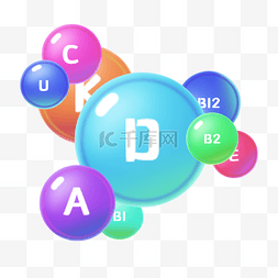 分子杂交图片_维生素彩色分子球模型