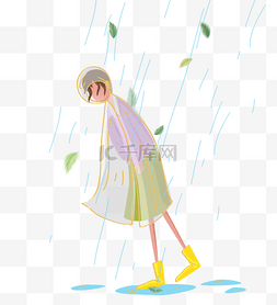 淋雨女孩图片_夏天下雨暴雨恶劣天气预警
