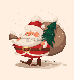 节日热点图片_圣诞老人的性格。卡通矢量插画.