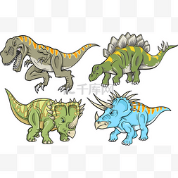卡通恐龙设计矢量图片_设置的恐龙矢量设计元素图