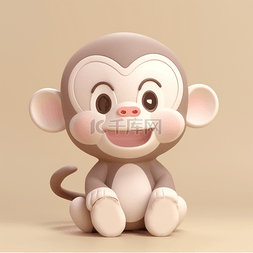 了哎动物图片_3D立体黏土动物可爱卡通猴子