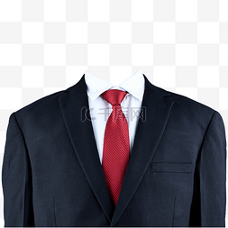 戴领带的狗图片_摄影图白衬衫黑西装红领带