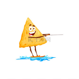 墨西哥薯条玉米片在滑水板上冲浪