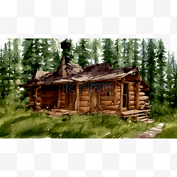 房屋风景图片_森林中的小木屋