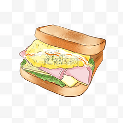 美味的食物图片图片_水彩美味的食物三明治