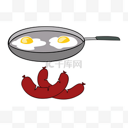 吃热狗卡通图片_煎的鸡蛋和香肠.
