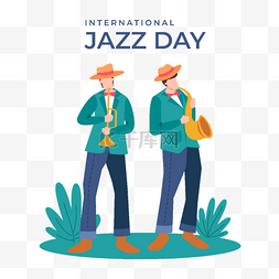 国际爵士音乐日两个戴帽子吹小号