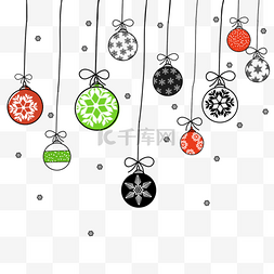 雪标签图片_圣诞节装饰球绿色卡通
